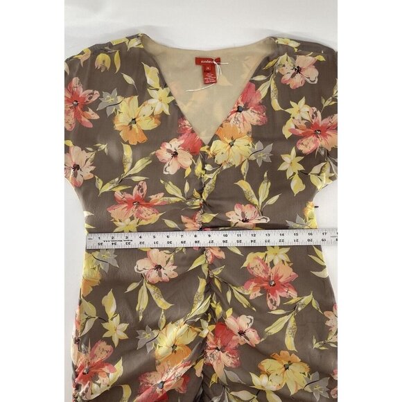 SUNDANCE Women’s Silk Floral Gathered V-Neck Side Zip Dress Size 8 Spring - Picture 13 of 14